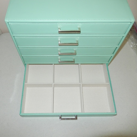 5 Drawer Jewelry Box Case Organizer Tiffany Blue - Picture 4 of 7